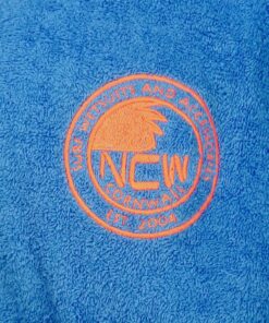 P{ale blue / Orange logo NCW towelling beach change robe