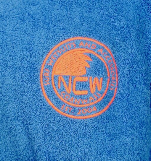 P{ale blue / Orange logo NCW towelling beach change robe