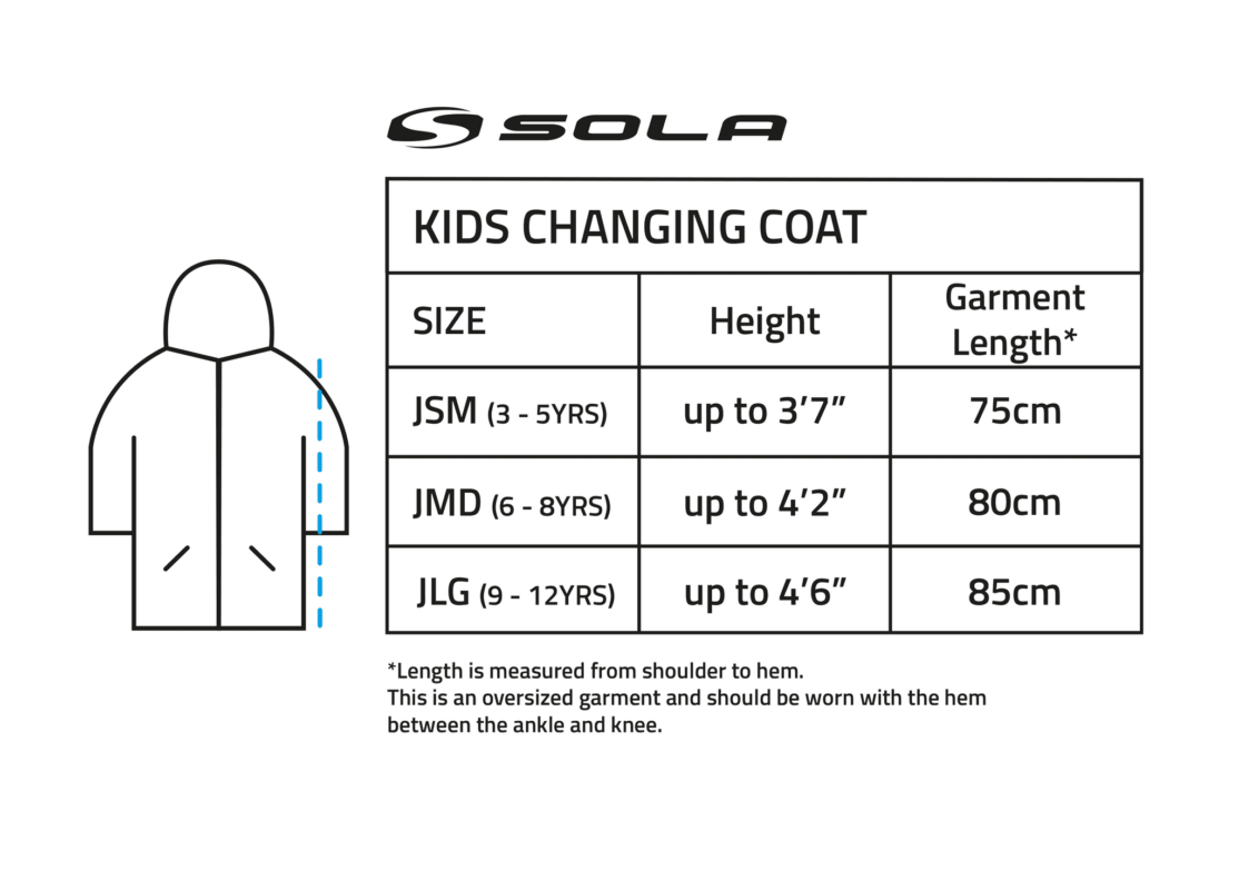 Sola junior changing robe sizing