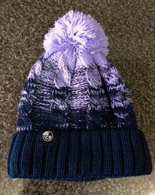 sherpa fleece navy lilac bobble hat